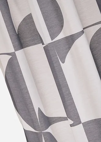 Transparant gordijn met grafisch motief van gerecycled polyester (1 stuk), Kleur: zwart-wit grafisch