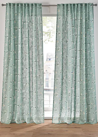 Panneau (1 pce.) à motif floral contenant du polyester recyclé • vert tilleul-blanc • Boutique bonprix