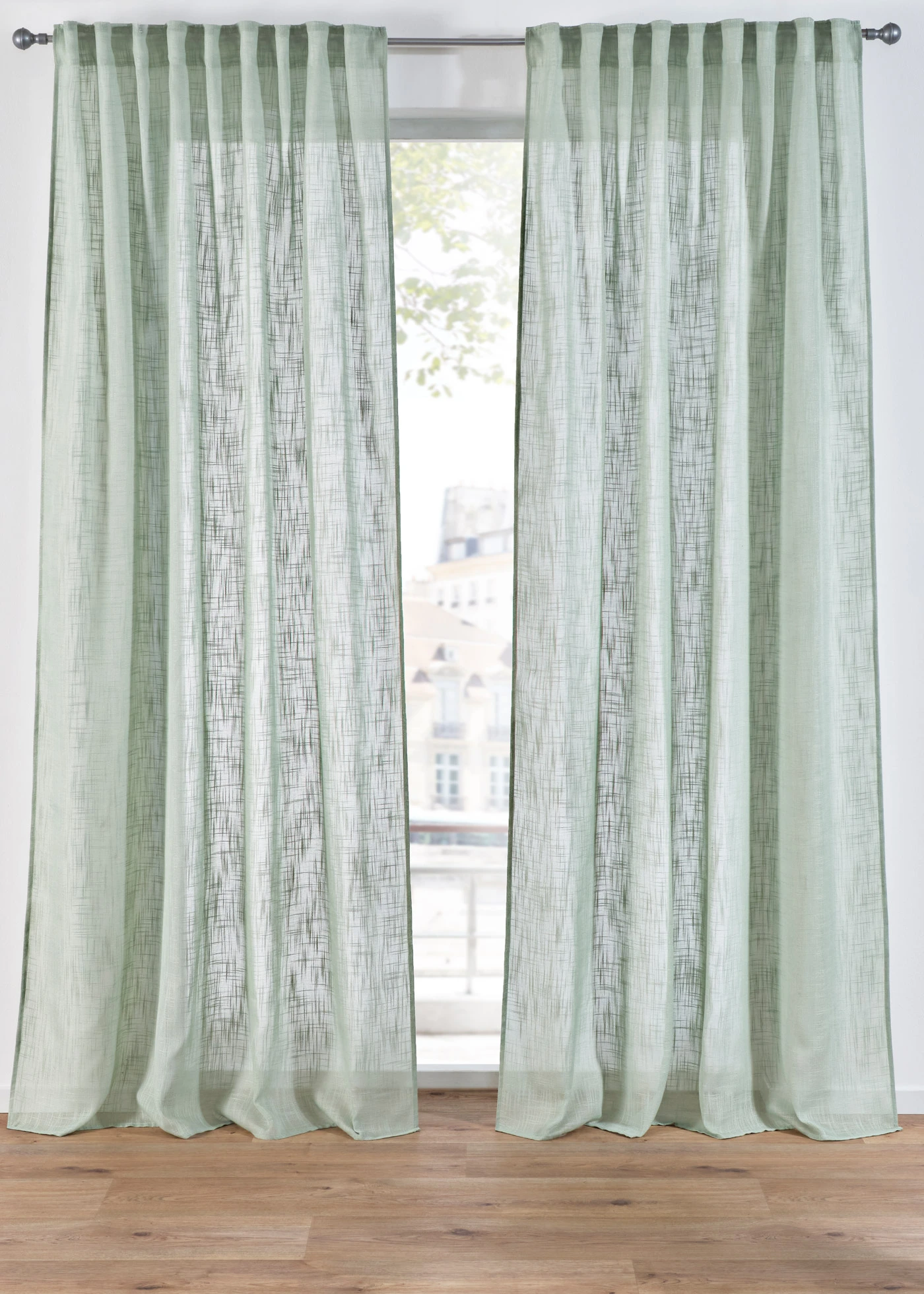 Lot de 2 rideaux texturés • vert tendre • Boutique bonprix