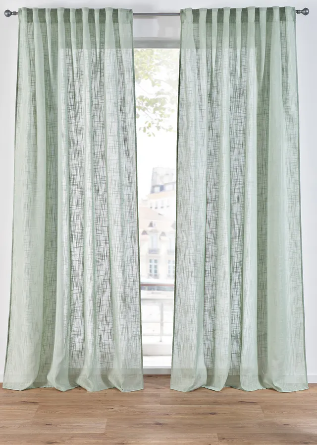 Lot de 2 rideaux texturés • vert tendre • Boutique bonprix