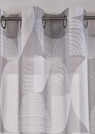 Voilage imprimé en polyester recyclé (1 pce) • gris/blanc • Boutique bonprix