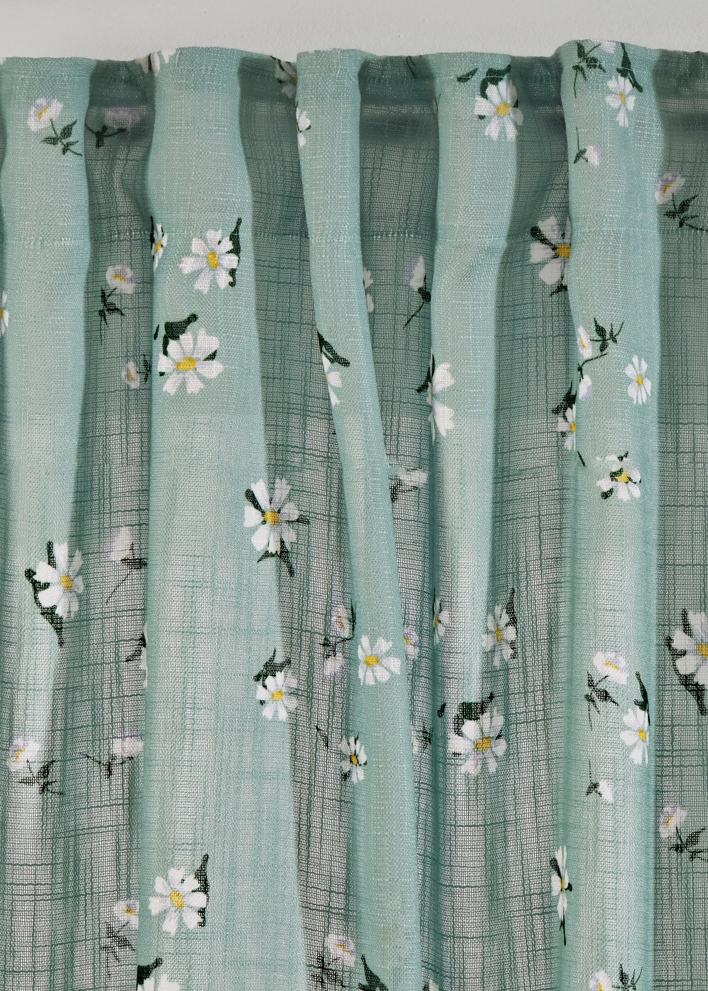 Gordijn van gerecycled polyester met bloemenprint (1 stuk) • lindegroen-wit gebloemd • bonprix online shop