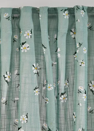 Gordijn van gerecycled polyester met bloemenprint (1 stuk) • lindegroen-wit gebloemd • bonprix online shop
