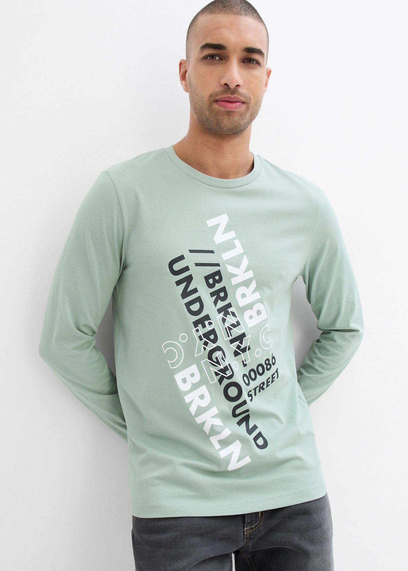 Longsleeve van puur biologisch katoen • rookgroen • bonprix online shop