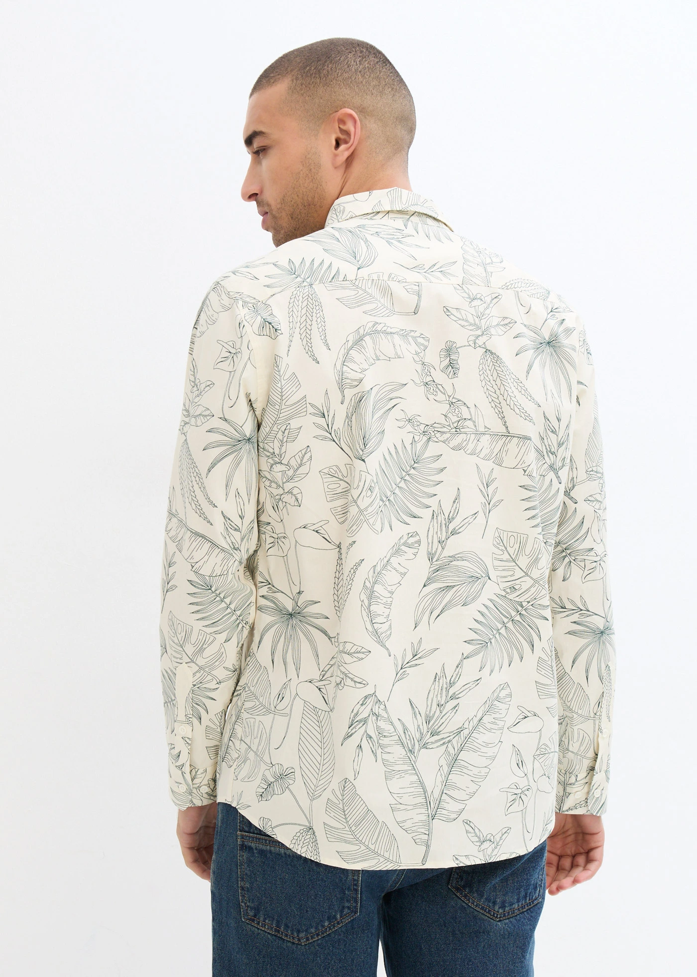 Overhemd van puur katoen • écru-schaduwgroen gebloemd • bonprix online shop