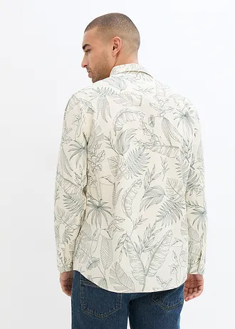 Overhemd van puur katoen • écru-schaduwgroen gebloemd • bonprix online shop