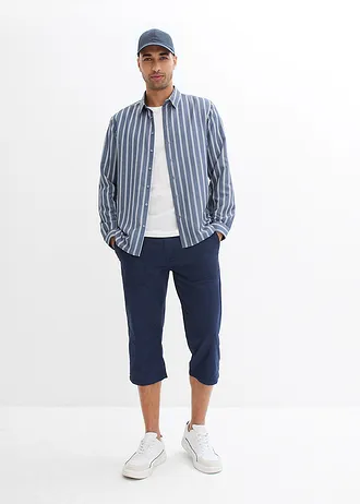 Lange bermuda met opgestikte zakken, regular fit, Kleur: donkerblauw