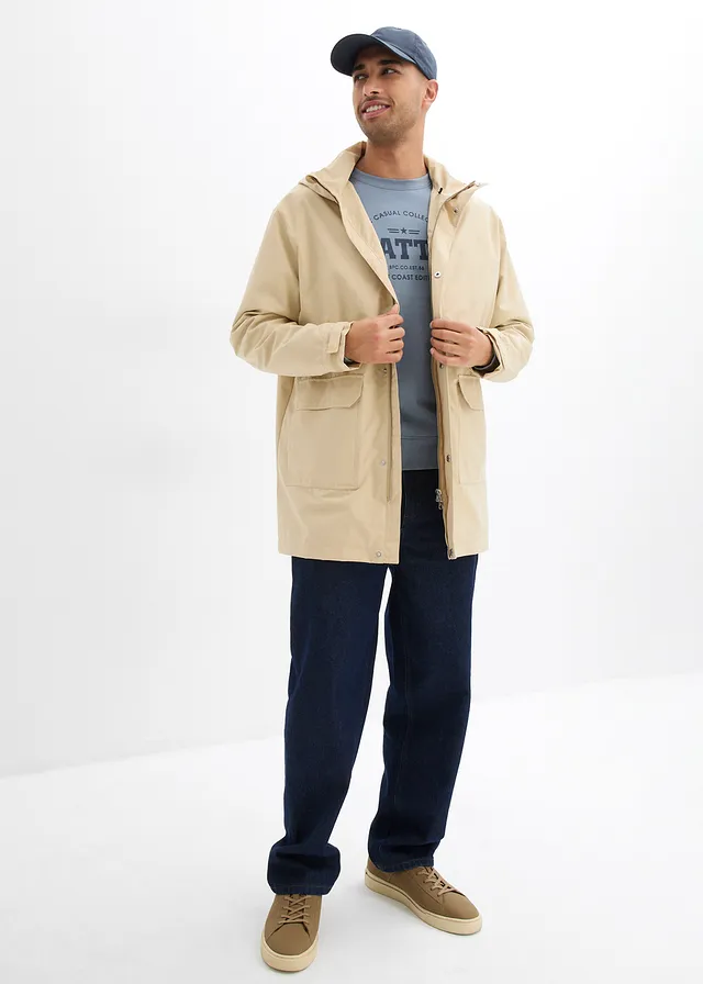 Lang jack, loose fit, Kleur: groenbeige