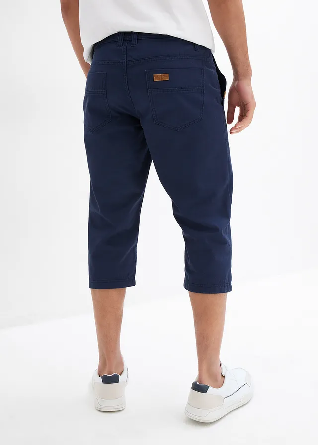 Lange bermuda met opgestikte zakken, regular fit, Kleur: donkerblauw