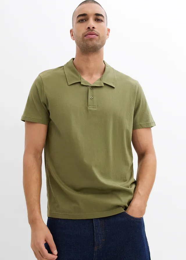 Poloshirt van biologisch katoen • olijfgroen • bonprix online shop