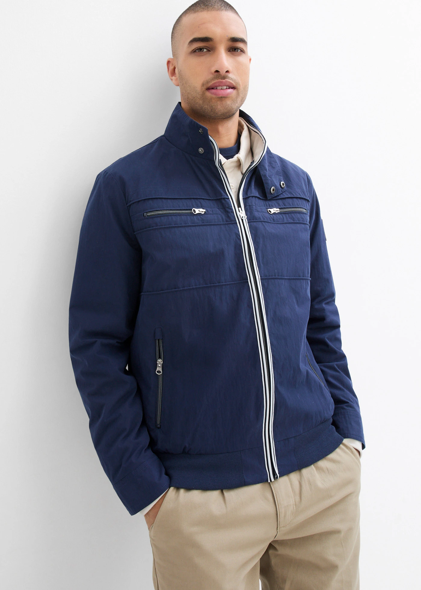 Blouson de mi-saison à col montant • bleu foncé • Boutique bonprix