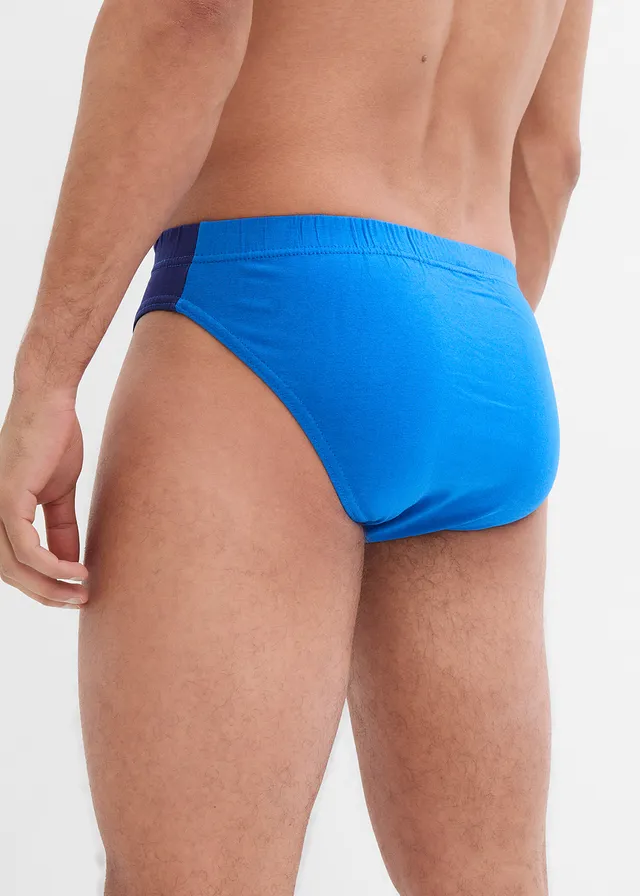 Lot de 5 slips coton, Couleur: bleu marine + bleu horizon