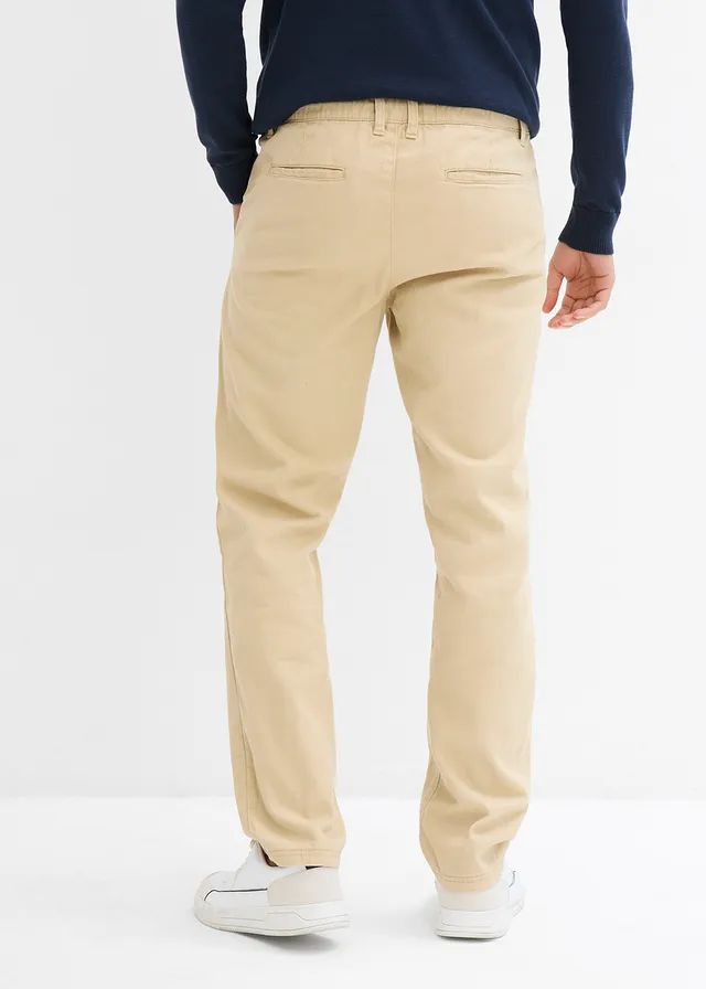 Relaxed fit chino van puur katoen, straight, Kleur: groenbeige