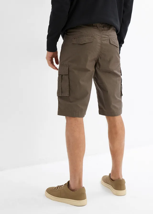 Bermuda cargo loose 100% coton, Couleur: kaki carreaux