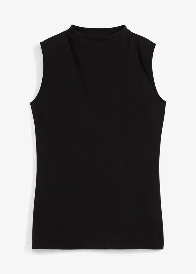 Top din mix de material elastic cu bumbac • negru • magazin bonprix
