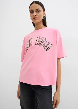 Oversized shirt van een zachte katoenmix • bloesempink met print • bonprix online shop