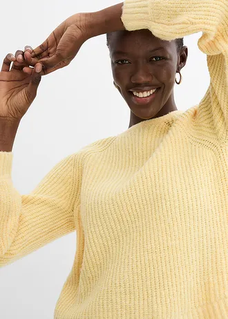 Oboustranný pletený kabátek s mašličkami • světle žlutá • bonprix obchod