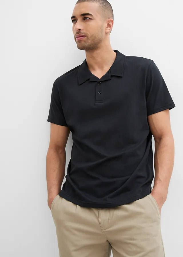 Poloshirt van biologisch katoen, Kleur: zwart