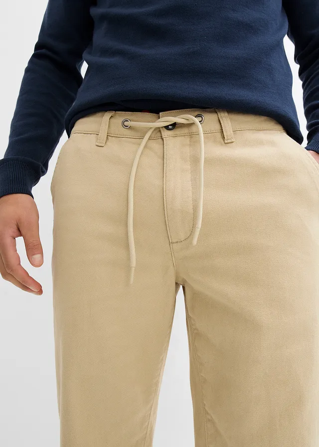 Relaxed fit chino van puur katoen, straight • groenbeige • product-page.page-title-suffix