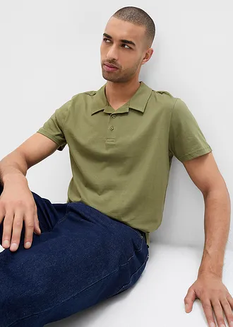 Poloshirt van biologisch katoen • olijfgroen • bonprix online shop