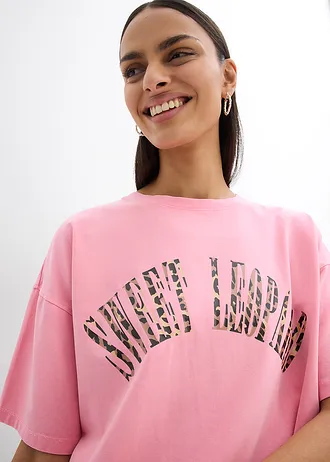 Bő póló puha pamut keverékből • virágpink • bonprix áruház