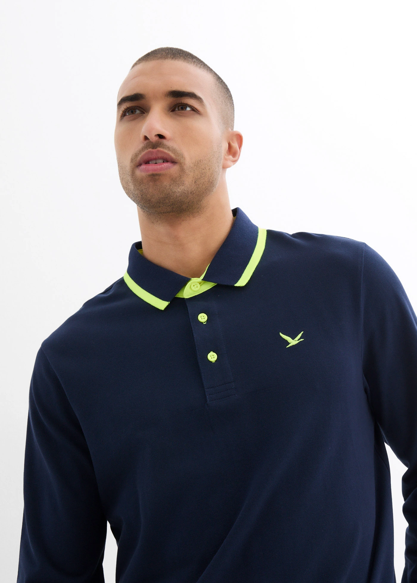 Bluză polo Piqué din bumbac 100% • bleumarin • magazin bonprix