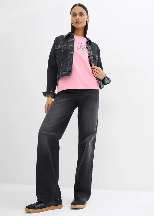 T-shirt doux et oversize en coton extensible • rose glycine imprimé • product-page.page-title-suffix