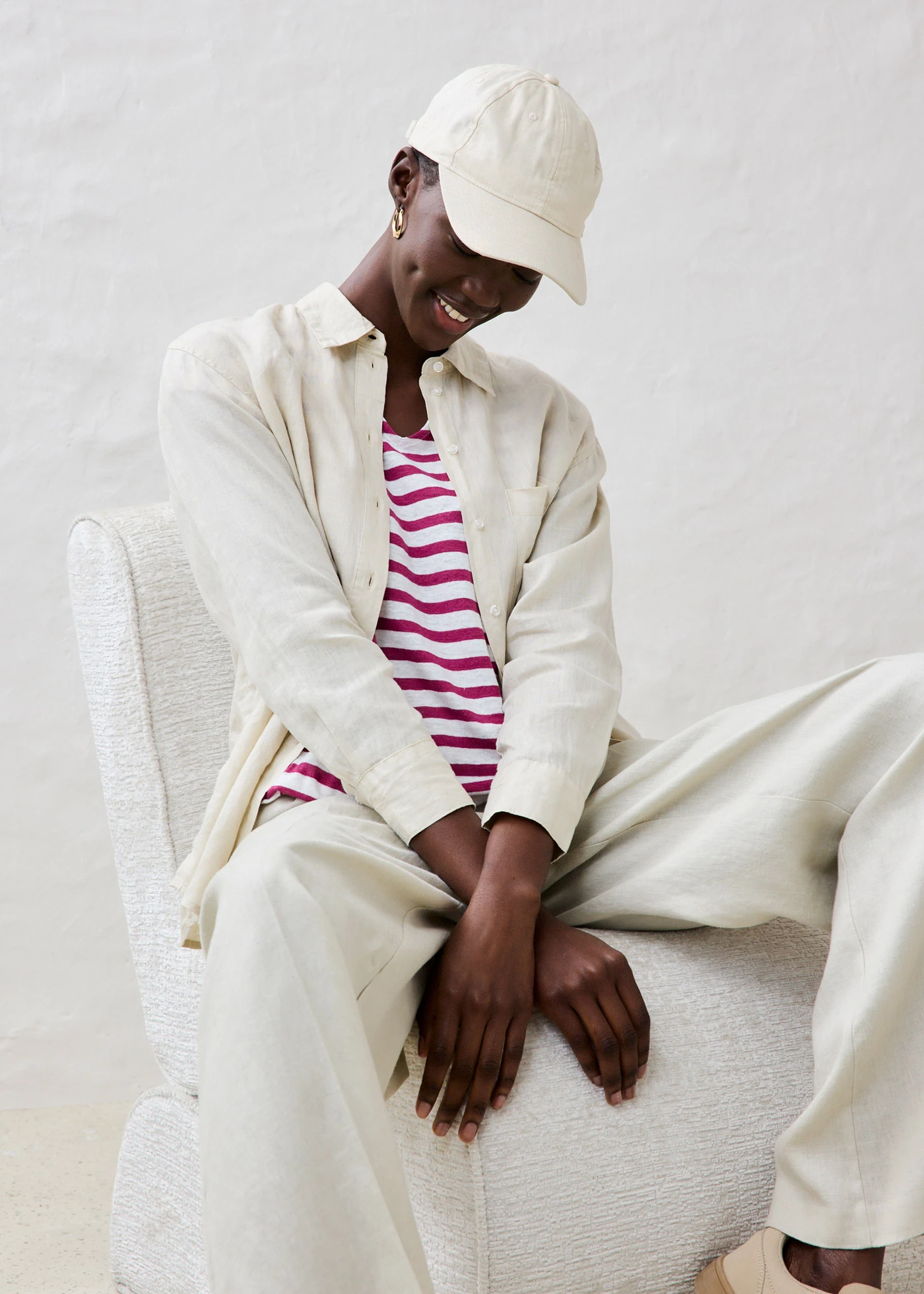 Tričko z čistého lnu, s netopýřími rukávy • fialová-bílá s proužky • bonprix obchod