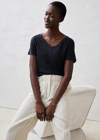 Tričko z čistého lnu • černá • bonprix obchod