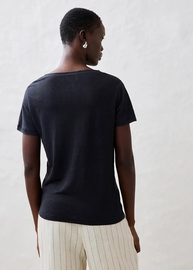 T-shirt 100% lin, Couleur: noir