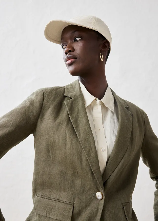 Linnen blazer • donkerolijfgroen • product-page.page-title-suffix