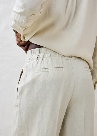 Spodnie z zakładkami, z czystego lnu • jasny piaskowy • sklep bonprix