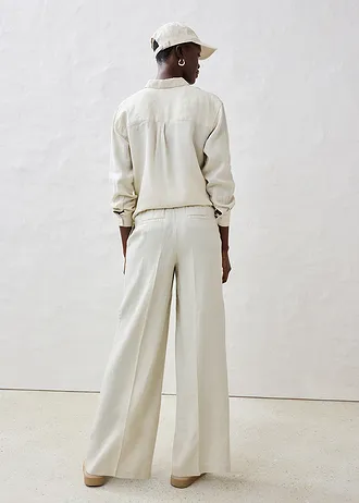 Spodnie z zakładkami, z czystego lnu • jasny piaskowy • sklep bonprix