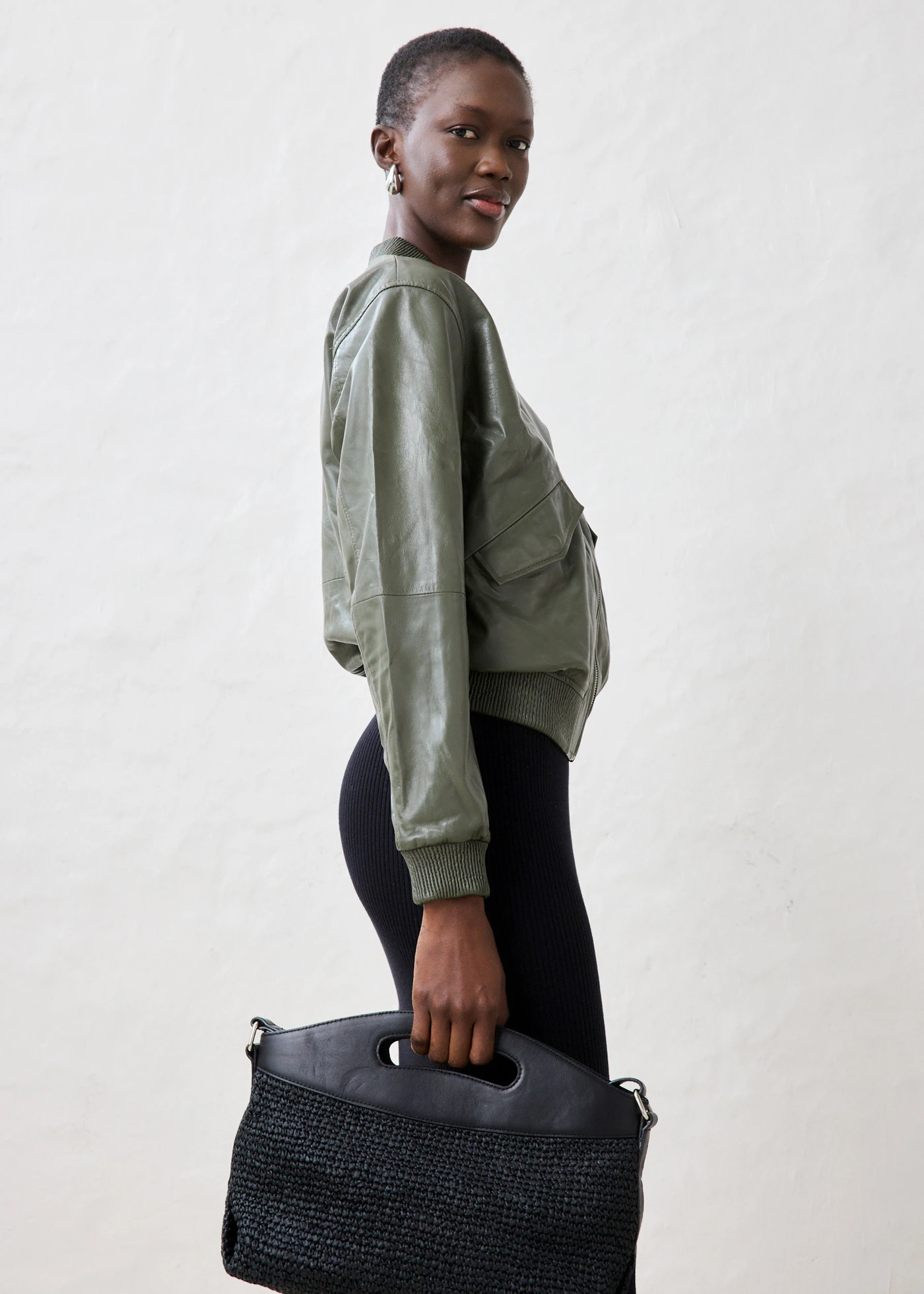 Leren blouson van lamsnappa • donkerolijfgroen • bonprix online shop