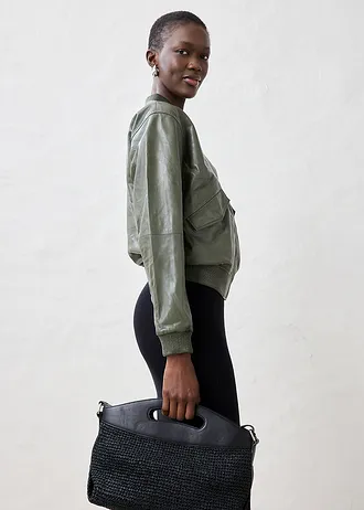 Leren blouson van lamsnappa • donkerolijfgroen • bonprix online shop