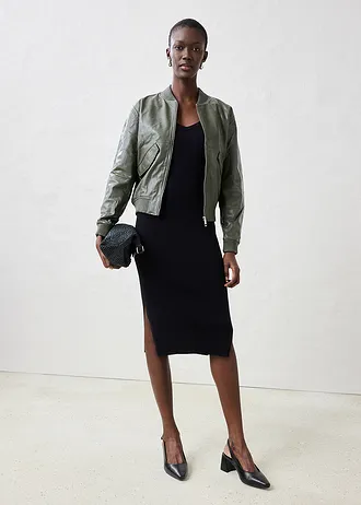 Leren blouson van lamsnappa • donkerolijfgroen • bonprix online shop