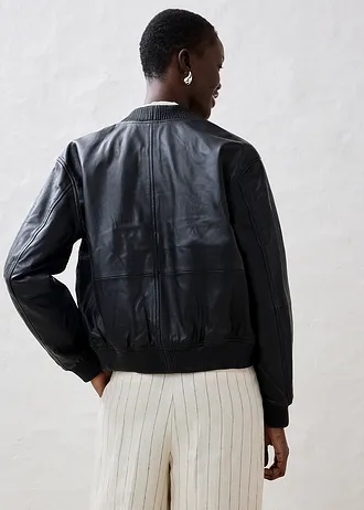 Leren blouson van lamsnappa • zwart • bonprix online shop