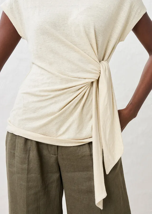 Wikkelshirt van puur linnen • lichtsand • product-page.page-title-suffix