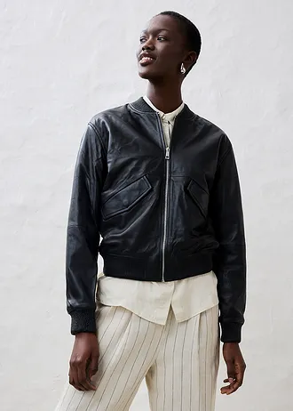 Leren blouson van lamsnappa • zwart • bonprix online shop