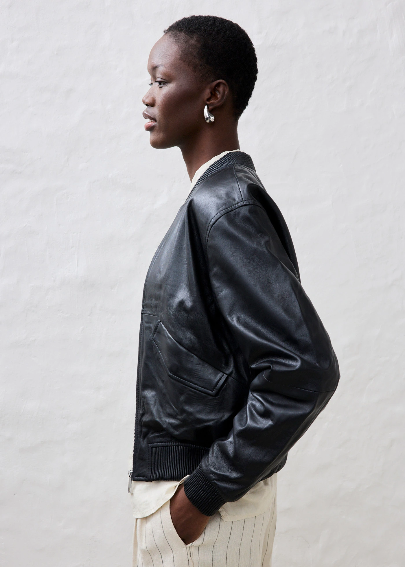 Leren blouson van lamsnappa • zwart • bonprix online shop