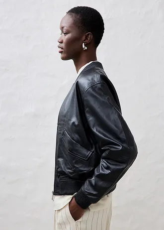 Leren blouson van lamsnappa • zwart • bonprix online shop