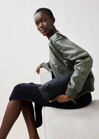 Leren blouson van lamsnappa • donkerolijfgroen • bonprix online shop