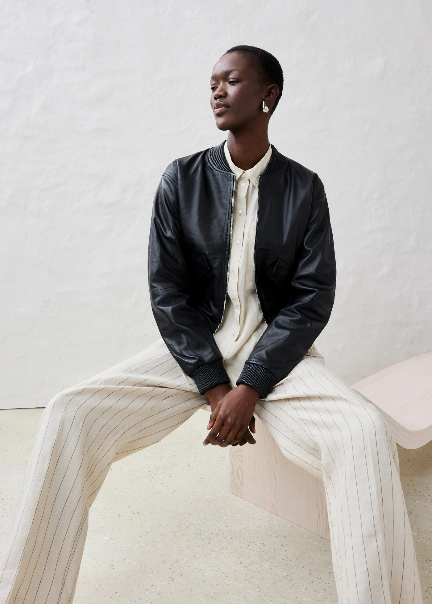 Leren blouson van lamsnappa • zwart • bonprix online shop