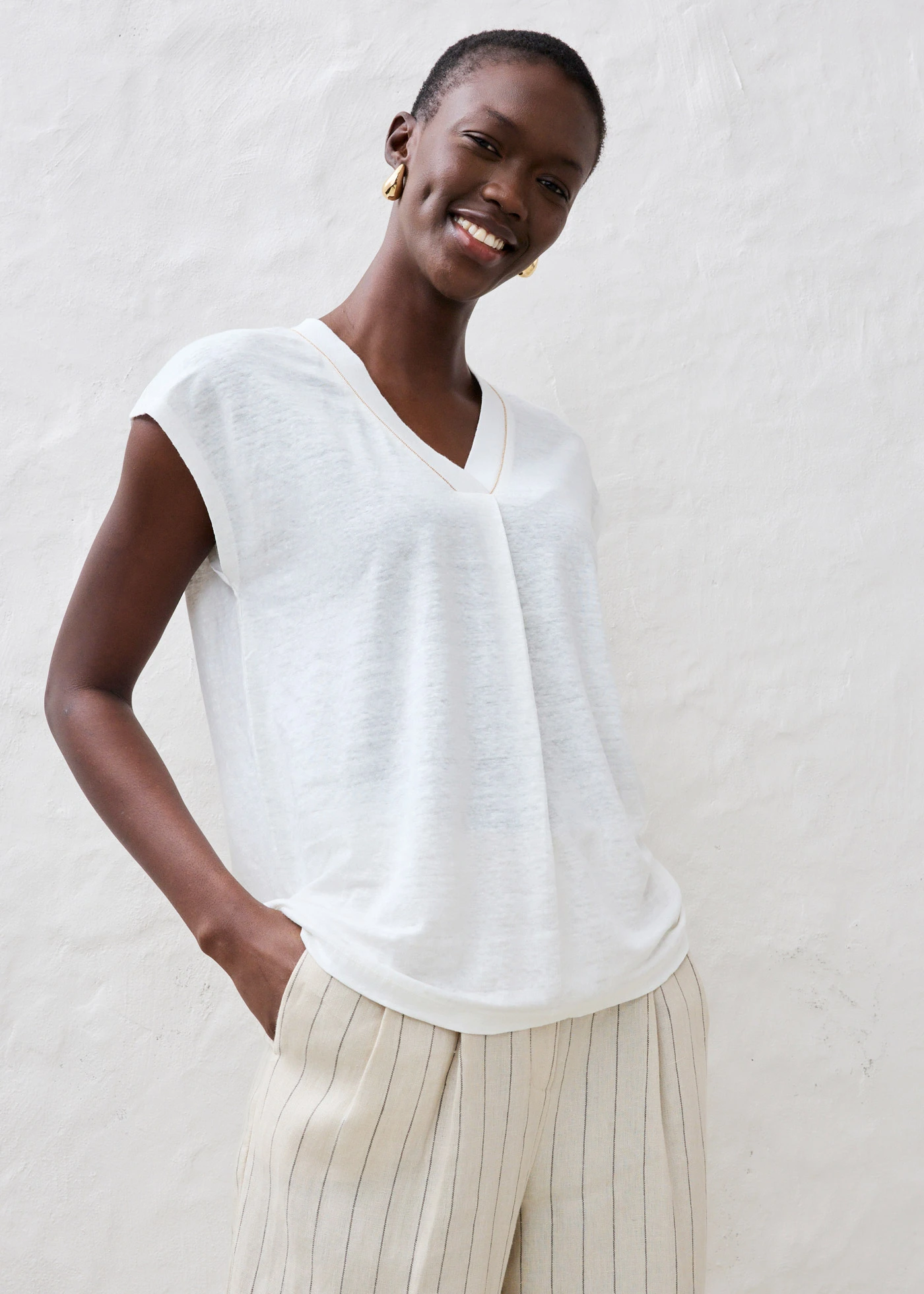 Tricou din in 100% • alb • magazin bonprix