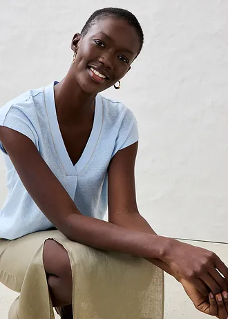 T-shirt van puur linnen • ijsblauw • bonprix online shop