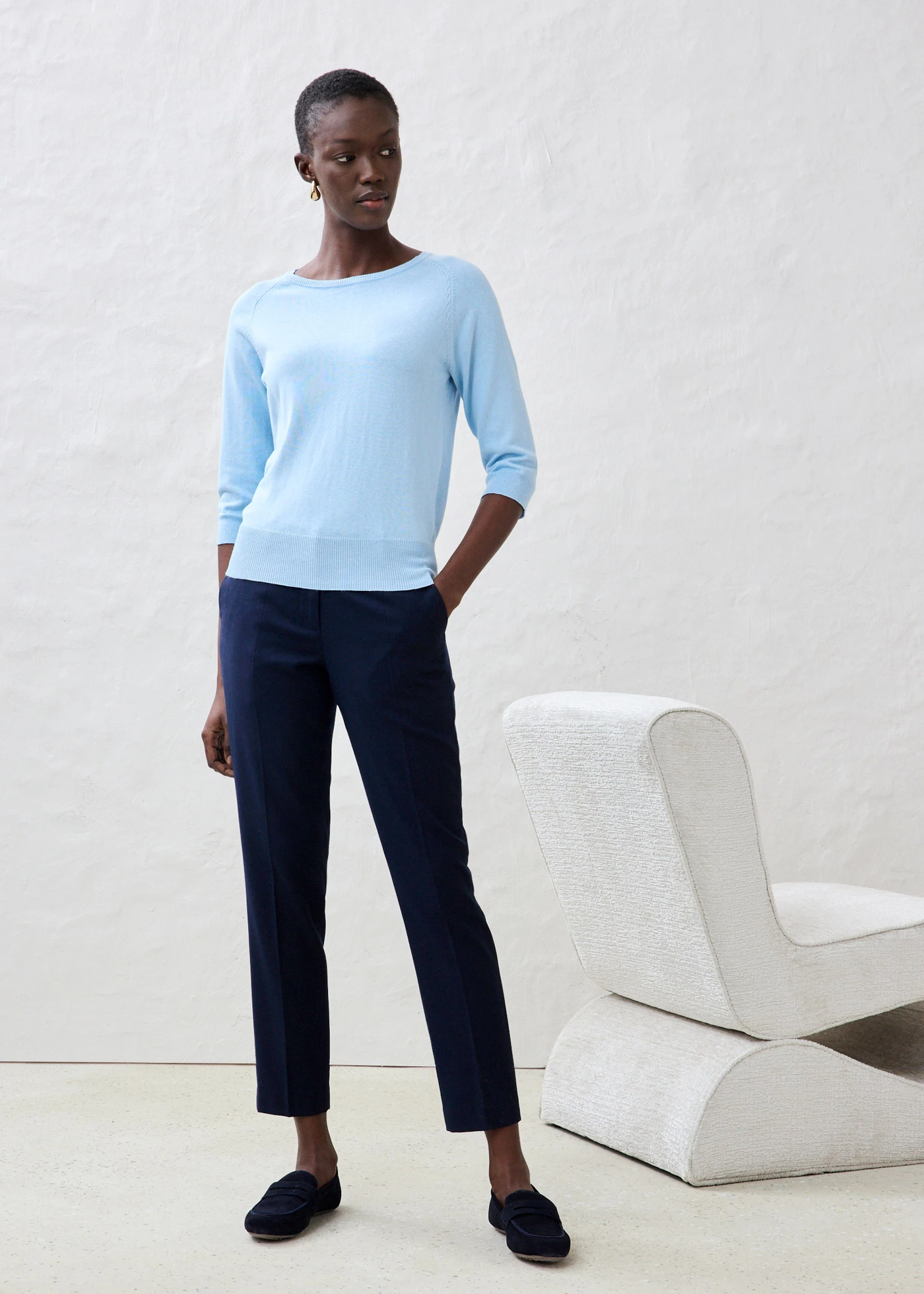 Pulóver selyemmel • jégkék • bonprix áruház