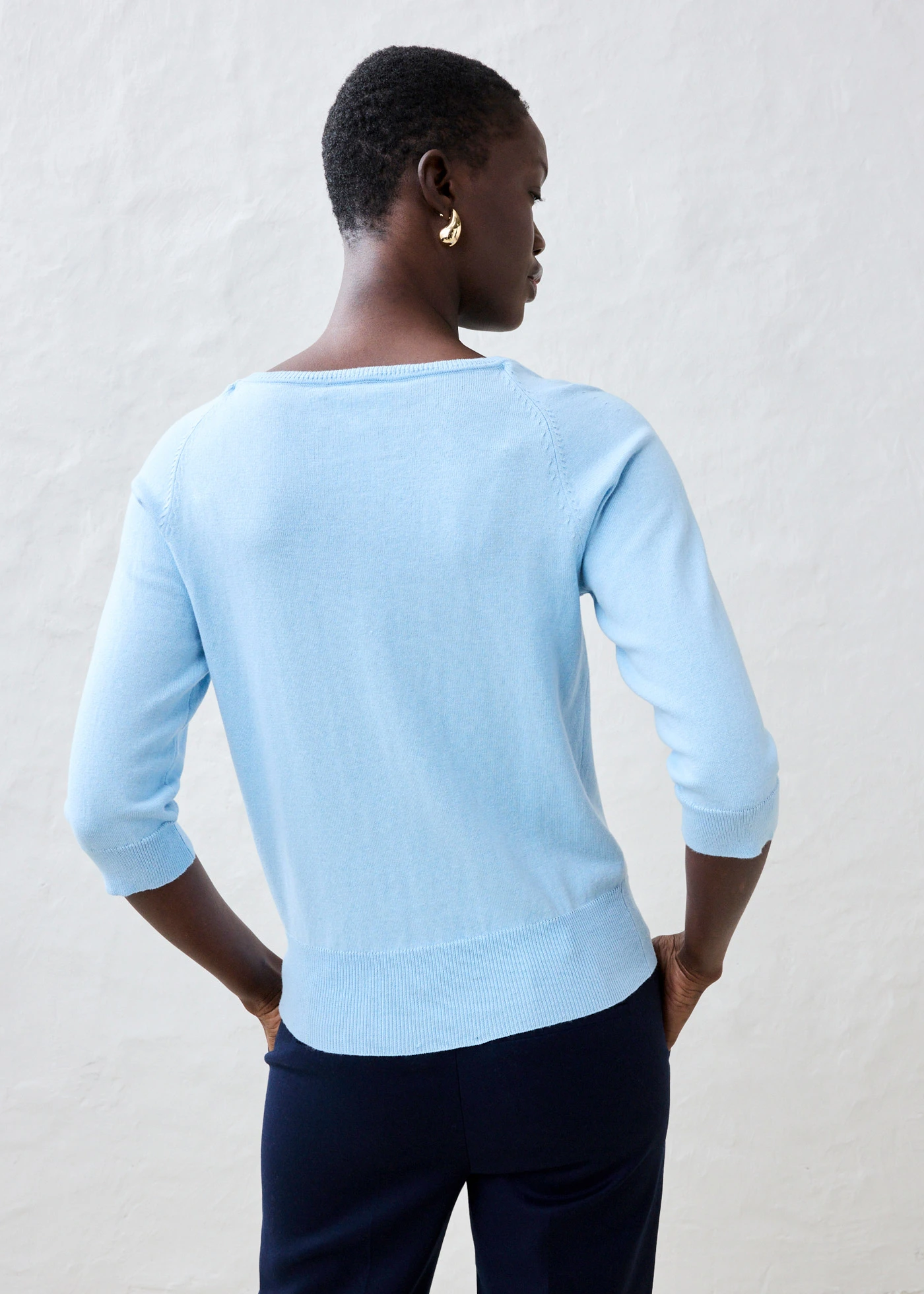 Trui met zijde • ijsblauw • bonprix online shop