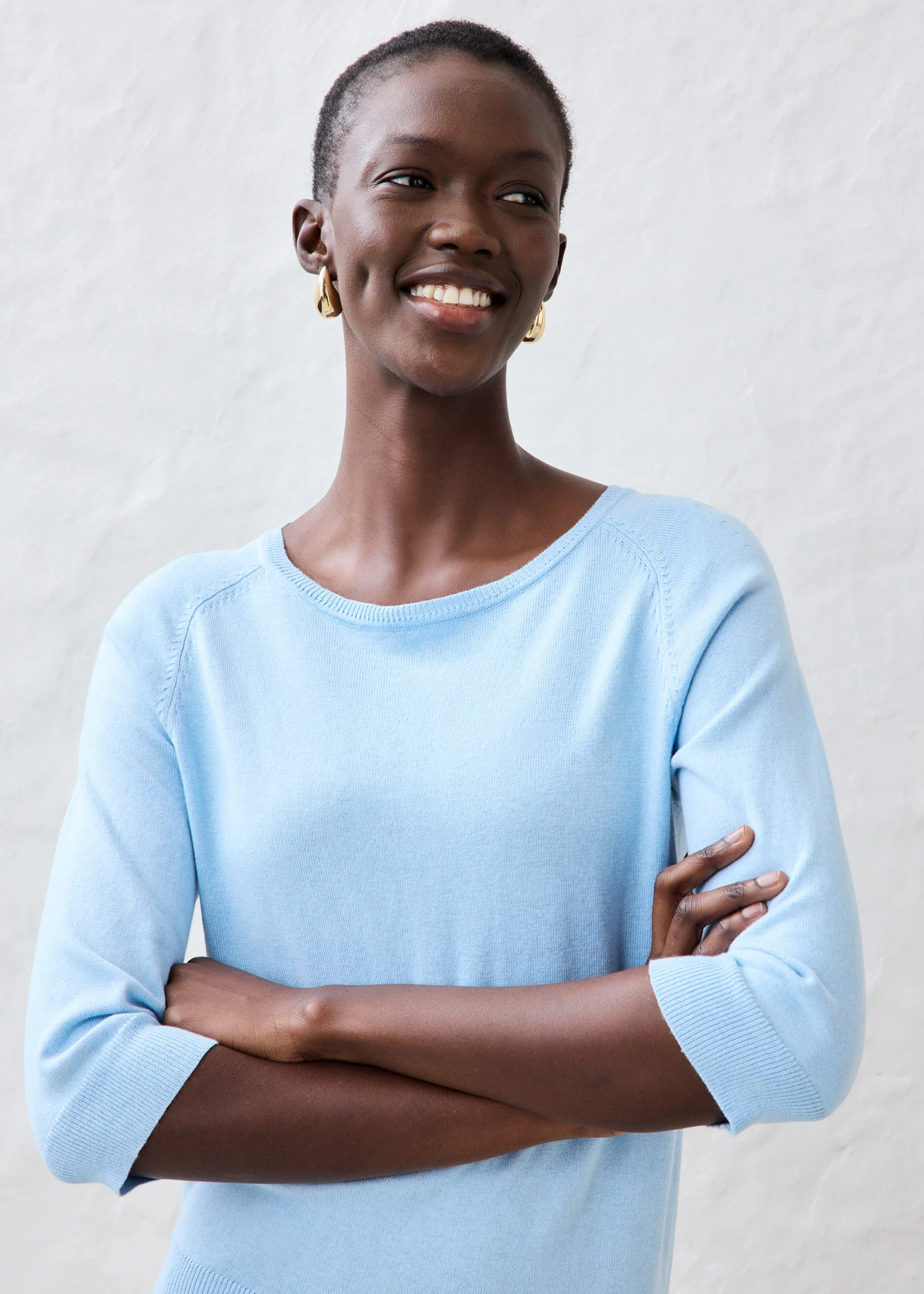 Trui met zijde • ijsblauw • bonprix online shop