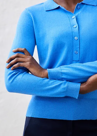 Polo trui met zijde • gletsjerblauw • bonprix online shop