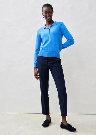 Polo trui met zijde, Kleur: gletsjerblauw